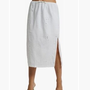 Onia White Textured Midi Skirt